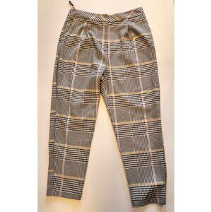 TopShop Plaid Straight Leg Pants High Rise, Black White & Yellow, Womens Size 10
